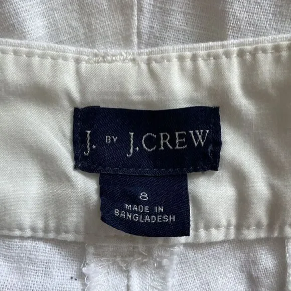 J. Crew White Partial Linen Scalloped Edge Hem Shorts Size 8 - Picture 7 of 8